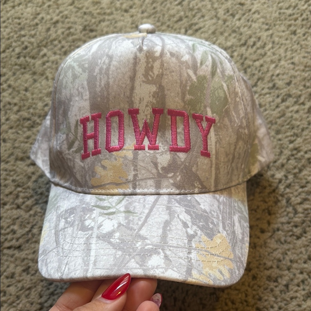 Altar'd State Camouflage Hat with Pink 'Howdy' Embroidery